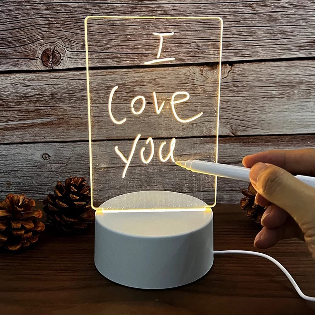 Diy Led Gift Blank 3d Creatives Pen Rewrit Acrylic Note Board Led Rewrirable Night Light With Message Board