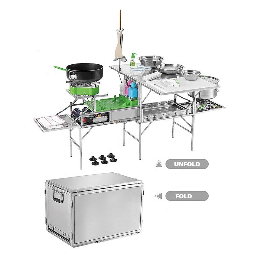 Hot Sale Outdoor Kitchen Tool Kits Portable Deluxe For Camping Outdoor Kitchen