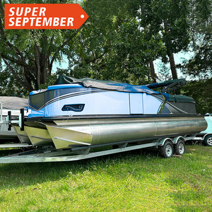 2023's Starship Premium 27ft Pontoon Boat with Outboard Motor for Surfing and Fishing