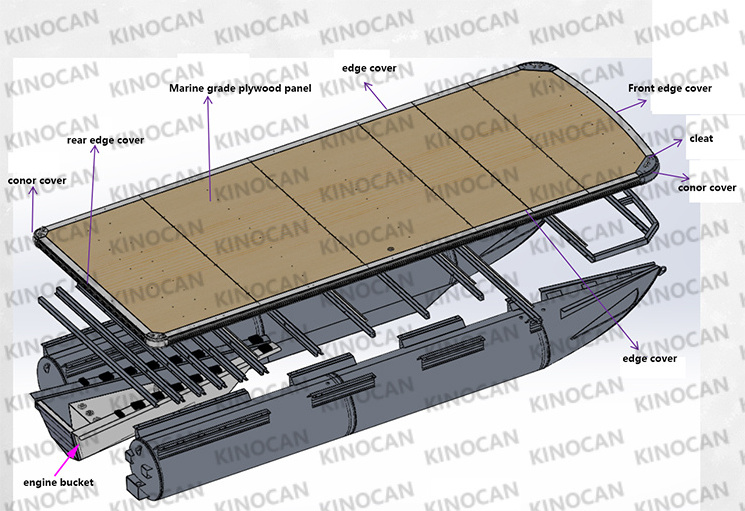 KinOcean 38FT Easy Float Aluminum  Pontoons Tube for Pontoon Boat