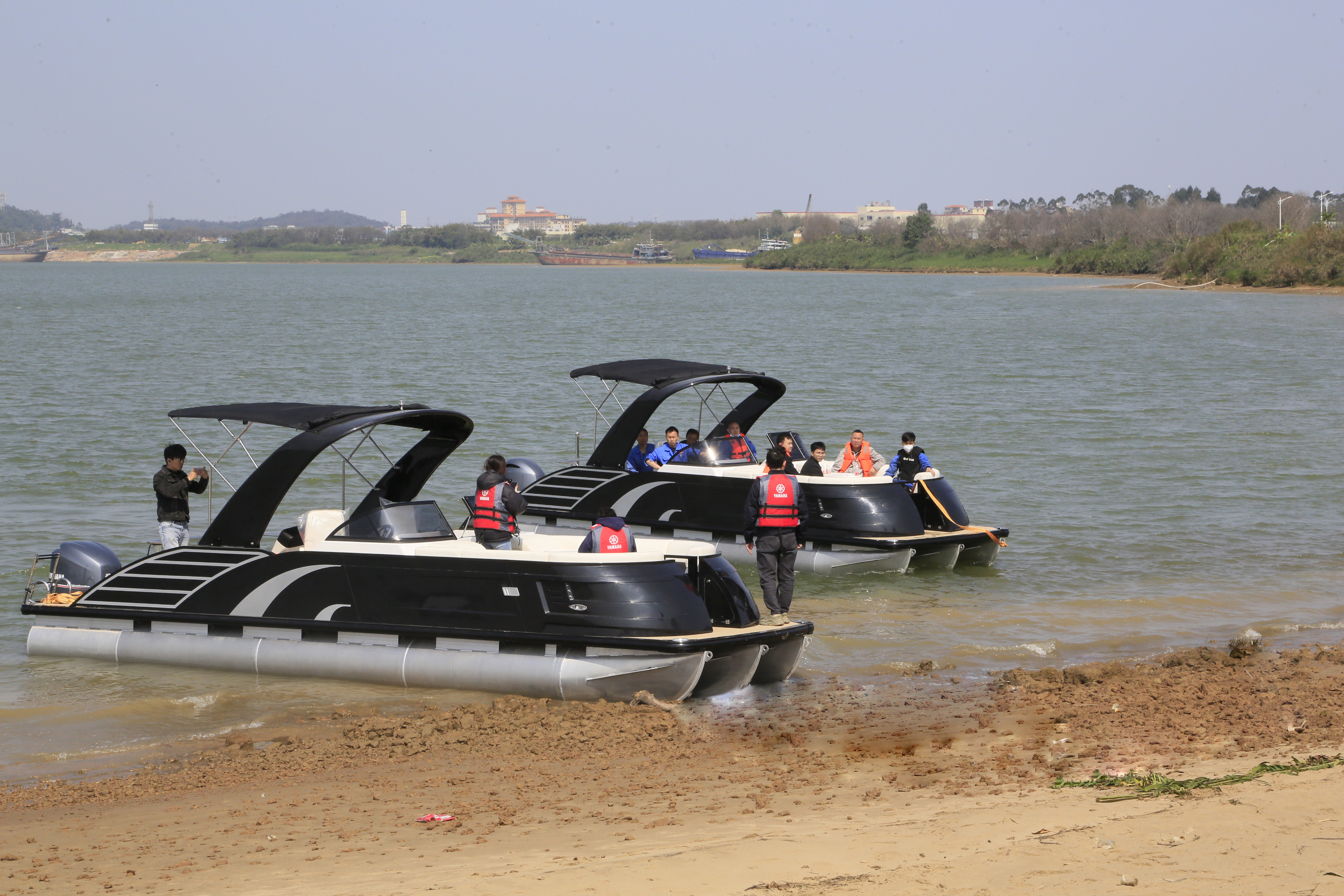 Top Kinocean 27Ft Fiberglass Pontoon Trition Boat With Outboard Motor Boats For Sale