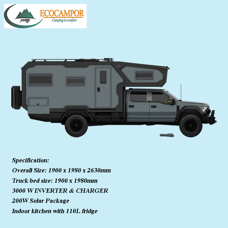 EcoCampor All-Season Direct Manufacturer's Lightweight Aluminum Truck Camper Outdoor Travel Trailer for Camping