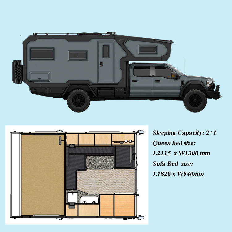 EcoCampor All-Season Direct Manufacturer's Lightweight Aluminum Truck Camper Outdoor Travel Trailer for Camping