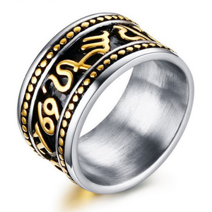 Gold Plated Mohammad Allah Arabic Islamic Muslim Mens Ring