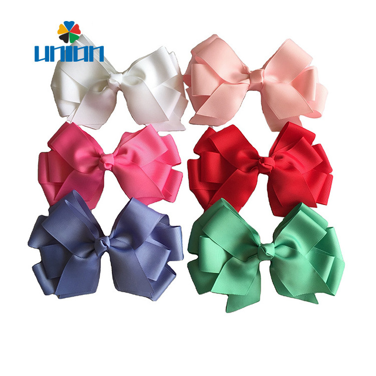 Custom boutique handmade grosgrain ribbon hair bows with clip for girls hair