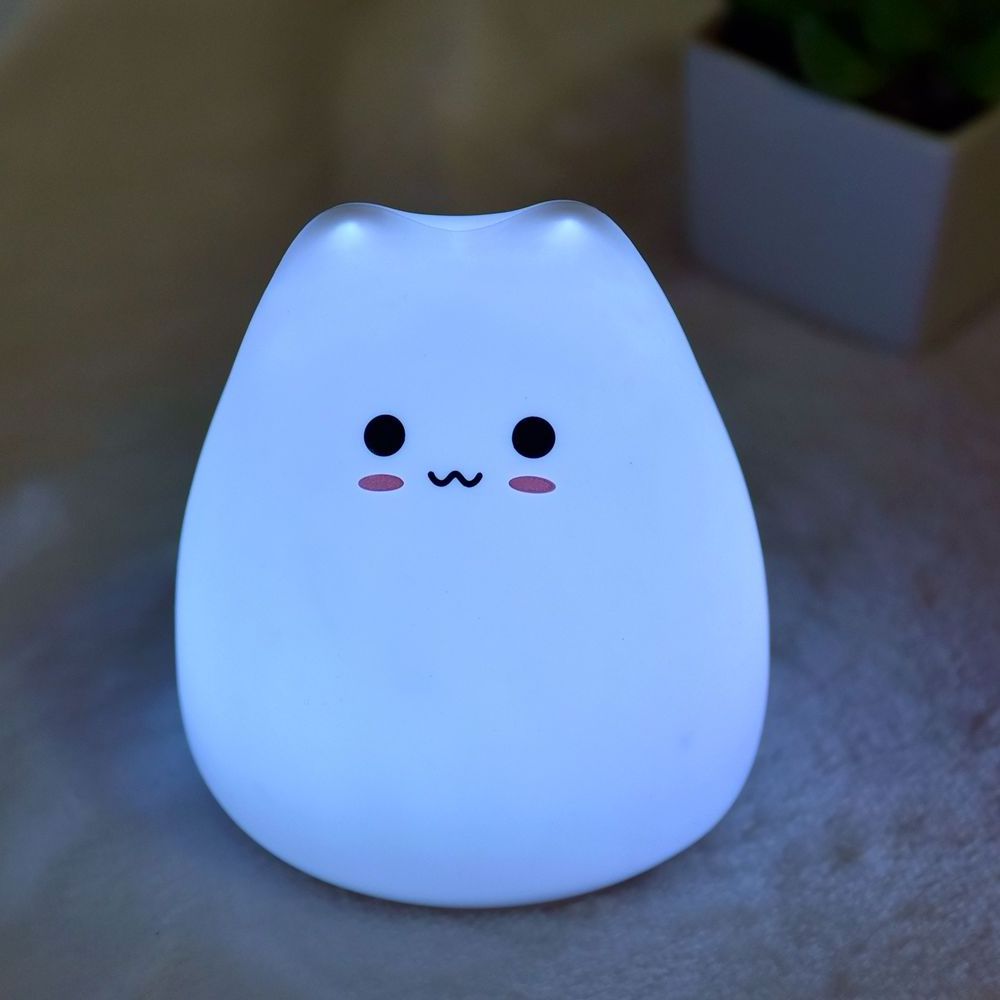 Animal Kids Led Baby Night Light Battery Ce Operated Mini Powered Color Changing Cat Lamp Silica