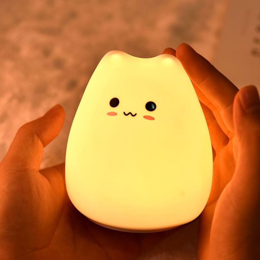 Animal Kids Led Baby Night Light Battery Ce Operated Mini Powered Color Changing Cat Lamp Silica