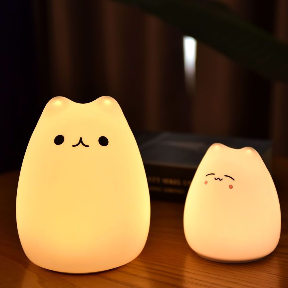 Animal Kids Led Baby Night Light Battery Ce Operated Mini Powered Color Changing Cat Lamp Silica