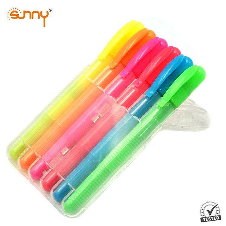 OEM highlighters neon colors 6 water soluble gel crayon pen