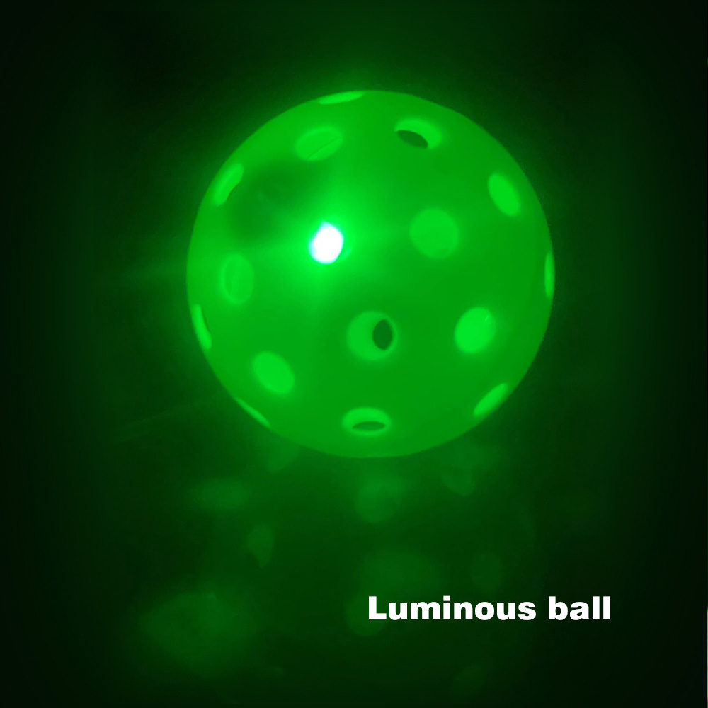 New LED luminous light up pickle ball green 40 holes 74mm electronic luminous skeleton ball pickleball