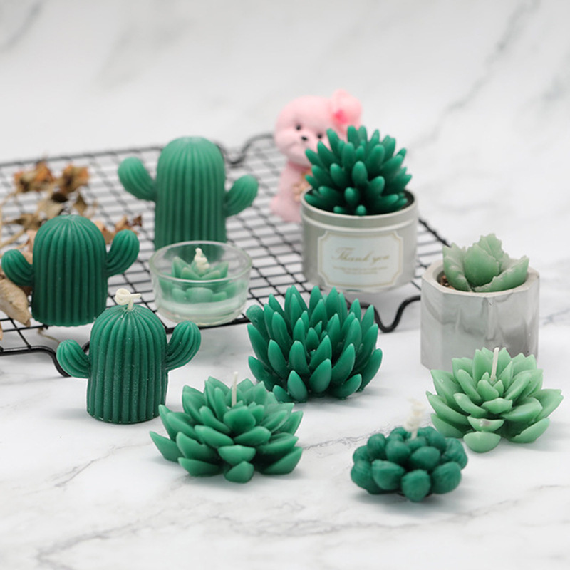 Molds Set Resin Mold 3D Cacti Candle Flower Mold for Scented Candles Soaps Making DIY Mould Cactus Succulent Plant Silicone Opp