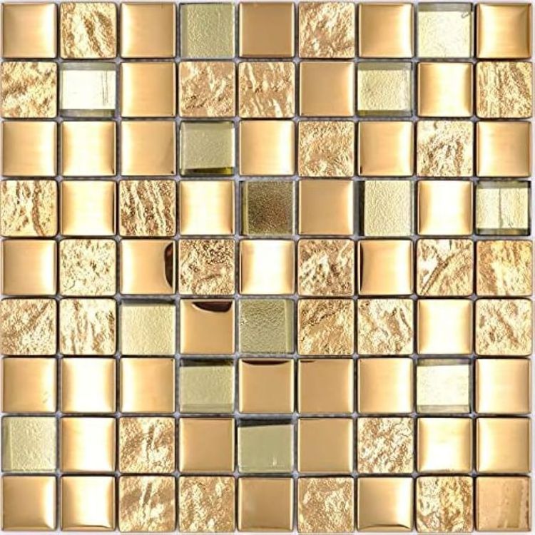 Rose Gold Color Square With Diamond Shape Self Adhesive Bevel Backsplash Wall Tile Mirror Glass Tiles Mosaic