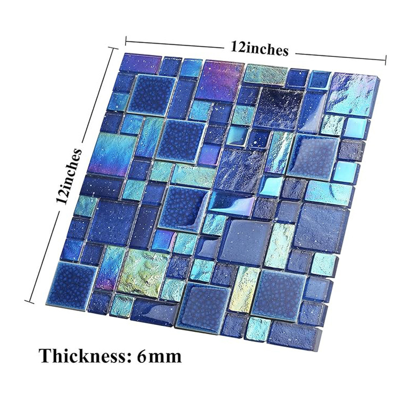 Fashionable Elegant Ceramic Mosaic Pool Tiles Water Colour Royal Blue Clear Mosaic For Swimming pool