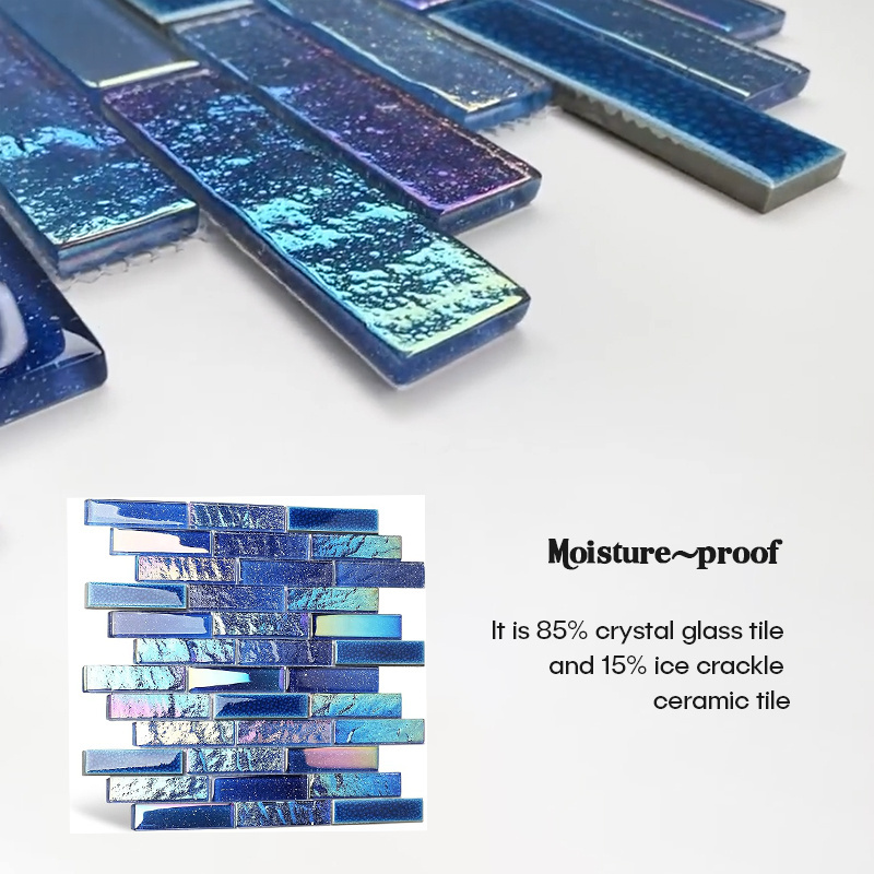 Fashionable Elegant Ceramic Mosaic Pool Tiles Water Colour Royal Blue Clear Mosaic For Swimming pool