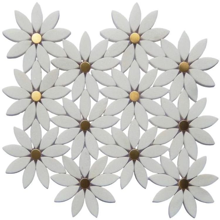 Flower Pattern Marble Mosaic Tile Mosaic Tile For Kitchen Backsplash And Bathroom Wall Tile