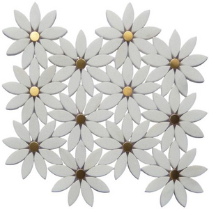 Flower Pattern Marble Mosaic Tile Mosaic Tile For Kitchen Backsplash And Bathroom Wall Tile