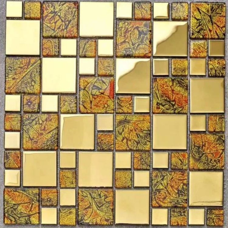 Rose Gold Color Square With Diamond Shape Self Adhesive Bevel Backsplash Wall Tile Mirror Glass Tiles Mosaic