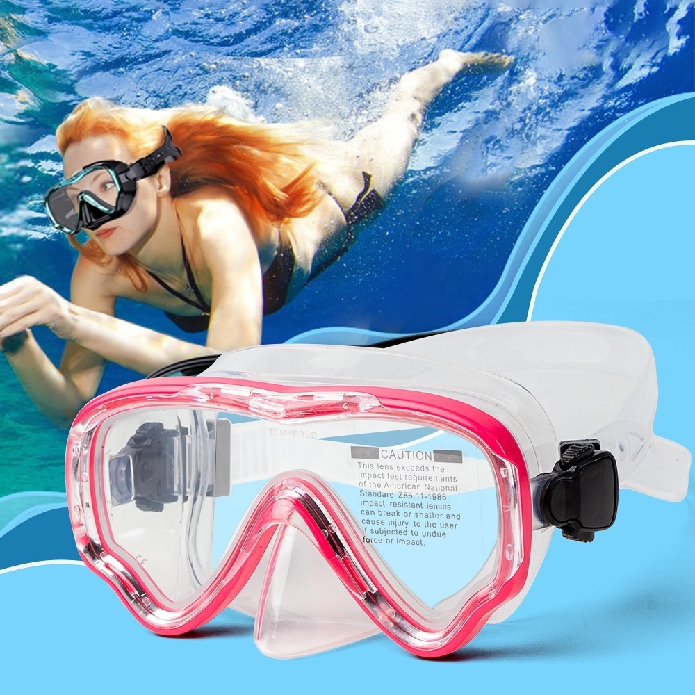 Women Anti Leakage Man Comfortable Silicone Camera Mount Panoramic Wide View Anti-Fog Diving Masks