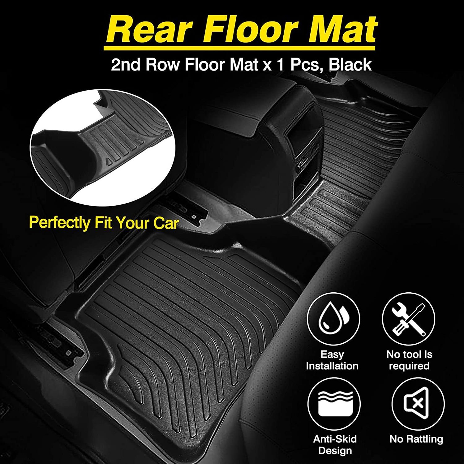 Auto Inside Decoration All Weather 3D TPE Car Floor Mats Trunk Mats Carpets For Kia Seltos 2019-2021 Cargo Liner