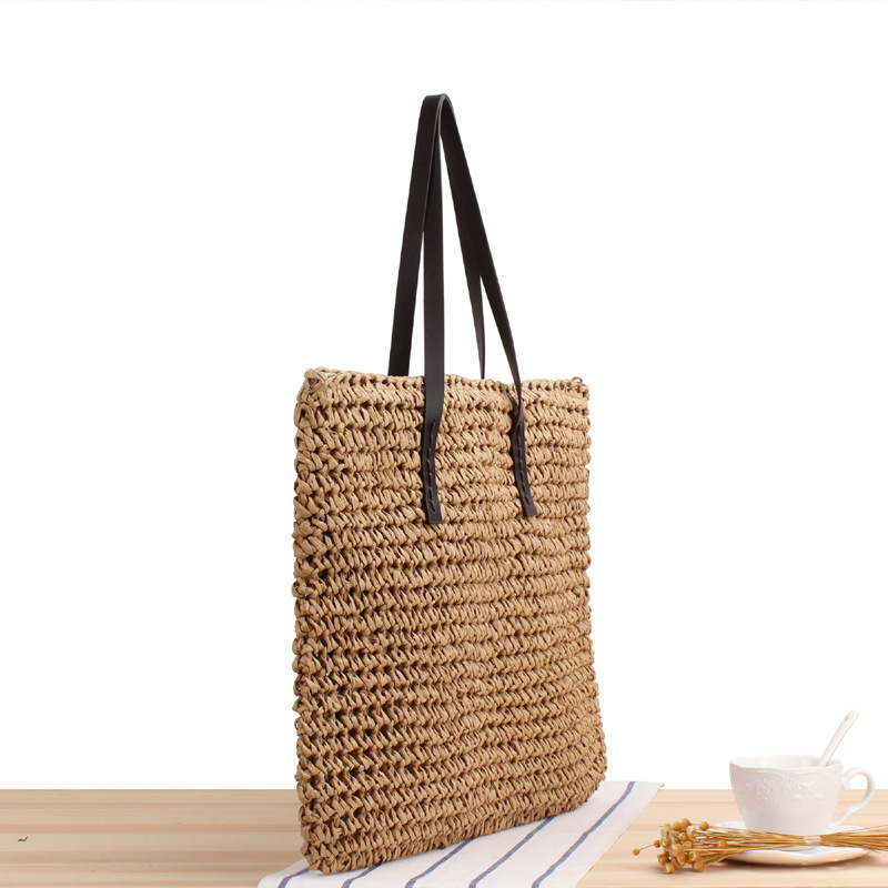 2024 Hot selling summer woman crochet letter straw paper handbag shoulder women tote beach bags