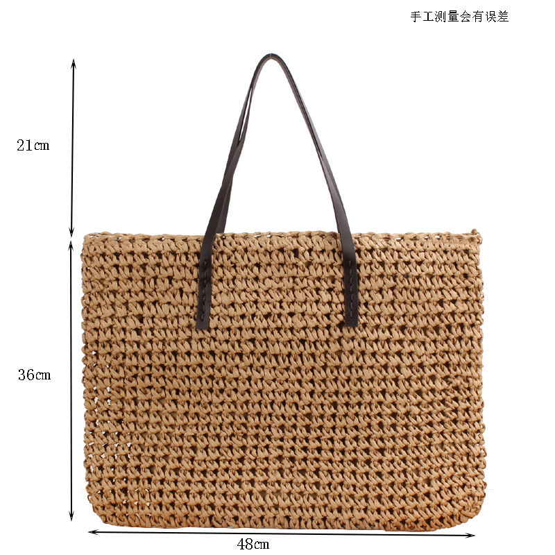 2024 Hot selling summer woman crochet letter straw paper handbag shoulder women tote beach bags