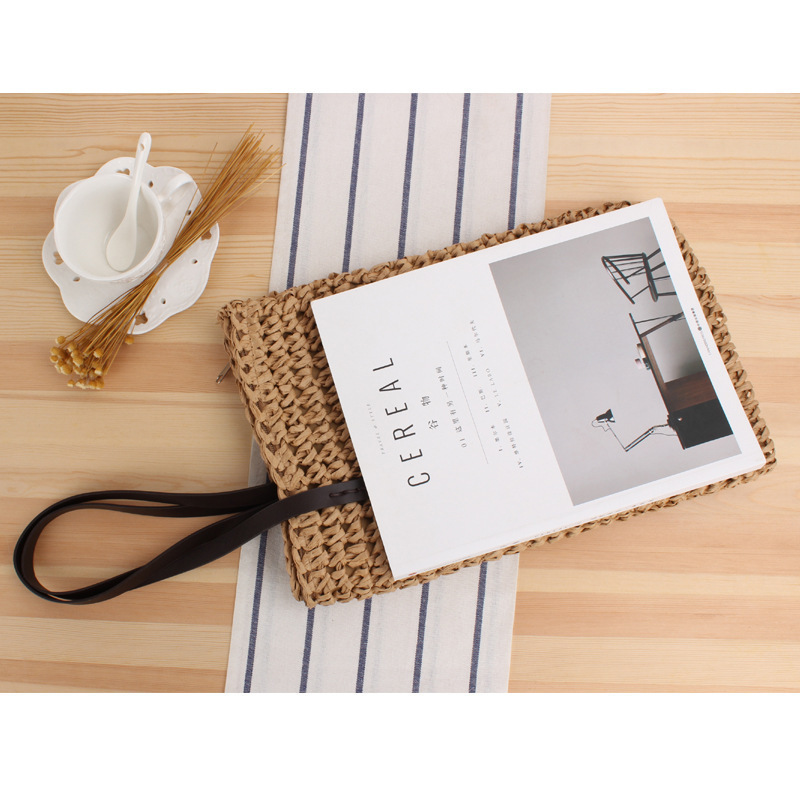 2024 Hot selling summer woman crochet letter straw paper handbag shoulder women tote beach bags