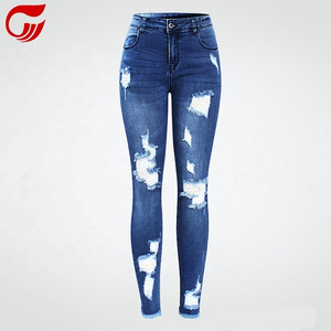 Low Waist Skinny Crazy Stretch Ripped Jeans Destroyed Denim Pants For Women