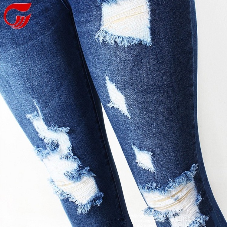 Low Waist Skinny Crazy Stretch Ripped Jeans Destroyed Denim Pants For Women