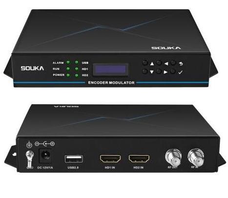 SKD211X Series Multi Channel Digital TV Encoder Modulator 2 HD Signals 1 USB Video Signal into 1 RF Signal  Output Modulator