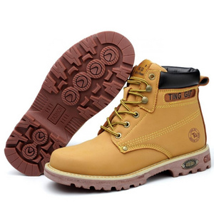 Men's Soft Toe Oil Full Grain Leather Work Boots Construction Rubber Sole