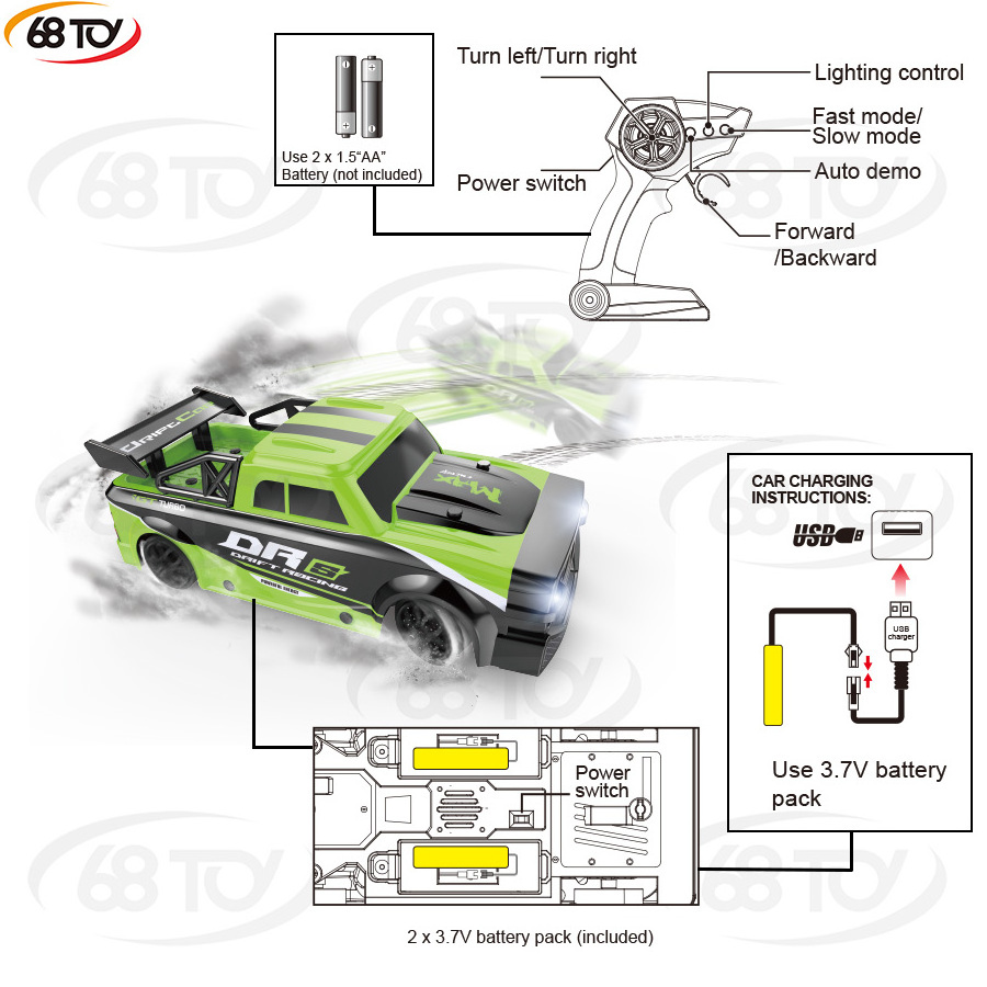 New Product High Speed RC Drift Car Vehicle Toy Electric Plastic 1:16 for Children with DIY Wheel Remote Control 25 Km/h 4WD