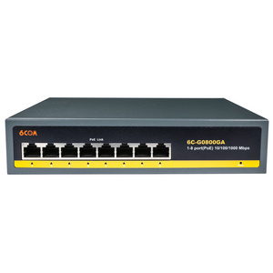 6COM 8 Port Gigabit PoE Switch, 8 PoE+ Ports 1000Mbps, 802.3af/at 120W, Metal Fanless Unmanaged Plug and Play