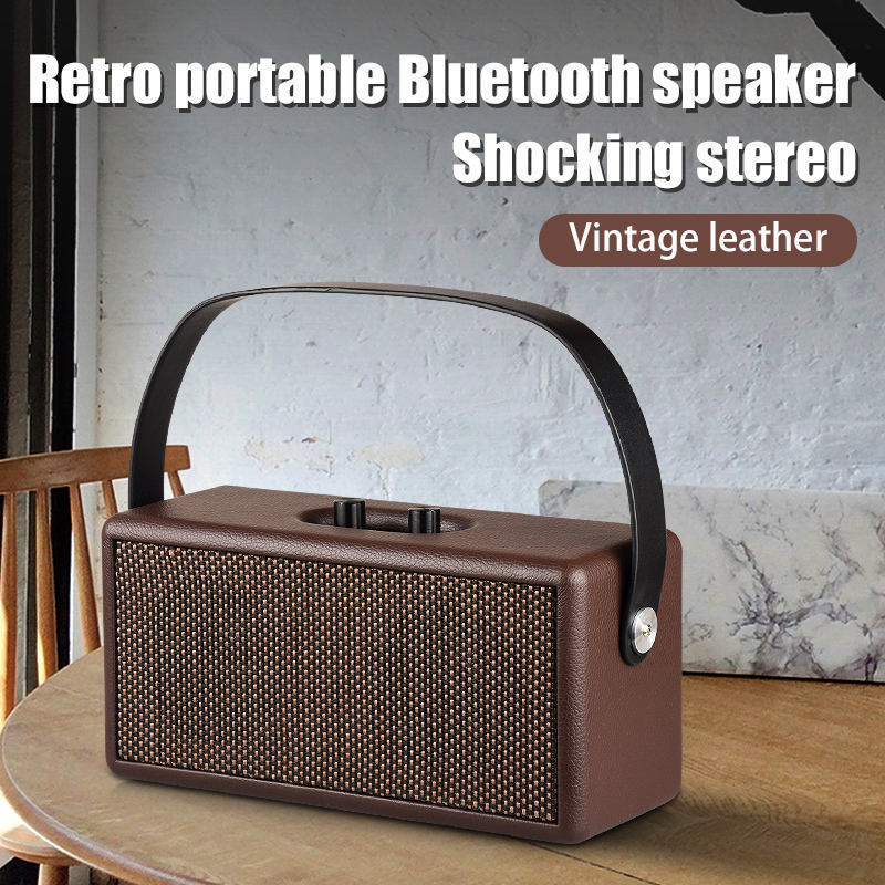 Retro Bluetooth Speaker Vintage Style Caixa De Som High Power Stereo Bluetooth-speaker D30 Portable Wooden Battery Plastic