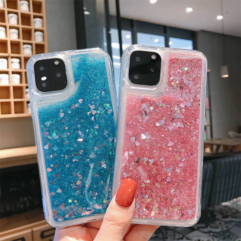 Liquid Water Glitter Phone Case Cover with Diamond Electroplated Laser Design Mobile Case for 12pro/11promax for Iphone ABS 344