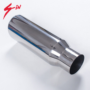 Universal single outlet long car exhaust pipe pickup truck exhaust muffler SS304 curling end exhaust tip silencer