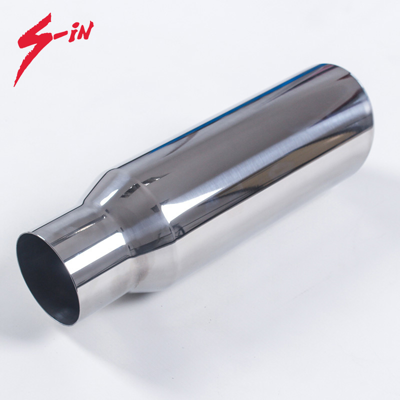 Universal single outlet long car exhaust pipe pickup truck exhaust muffler SS304 curling end exhaust tip silencer