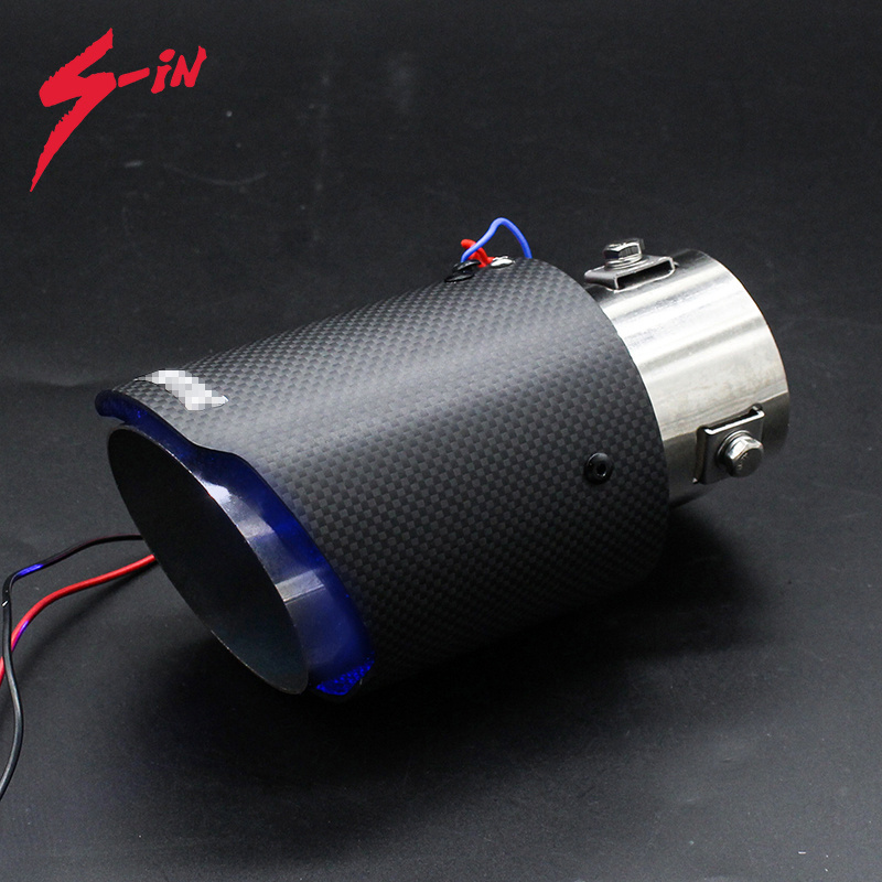 Best Selling New Straight cut End Matte Carbon Fiber tip LED Light Exhaust Muffler