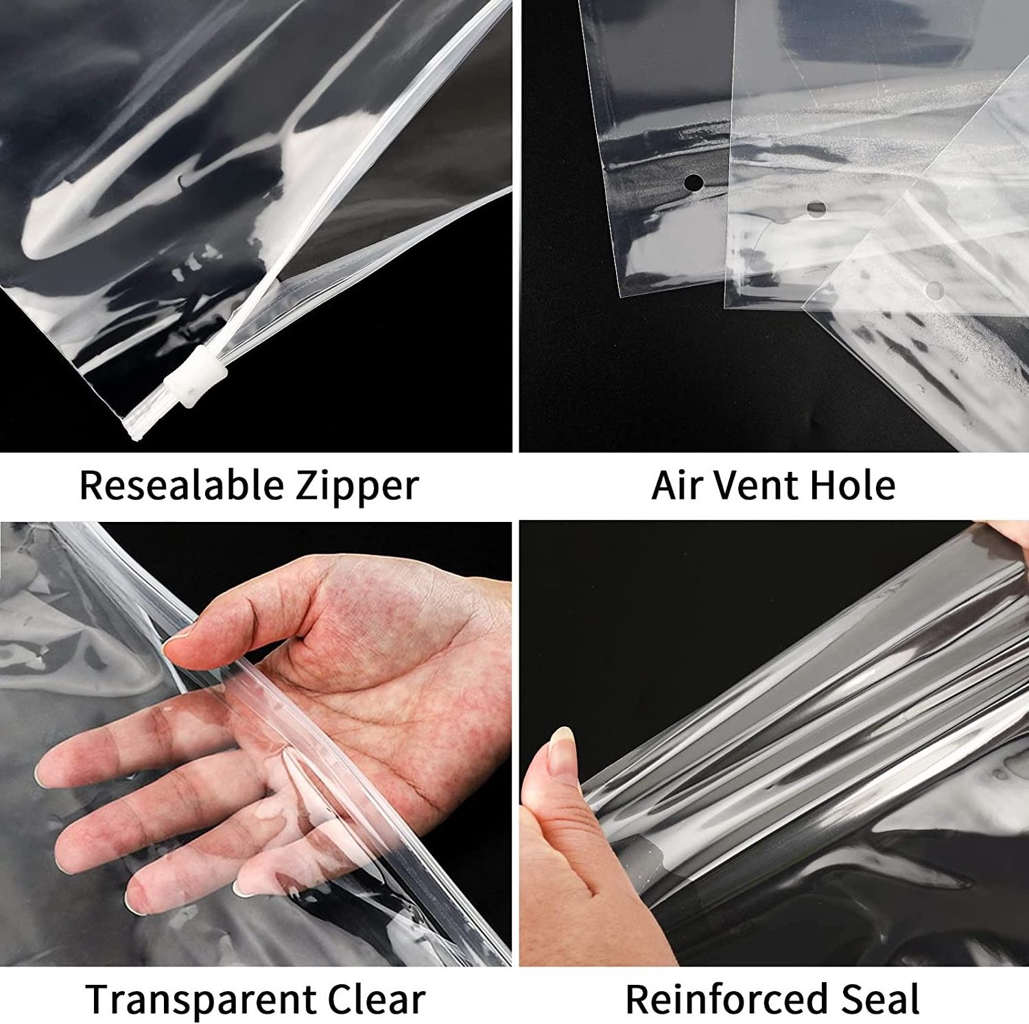 30x40cm Clear Plastic Bag for Winter Clothing Backpack Toy Blanket Packing Zipper Lock Bag PE Reinforced Seal Garment Bags