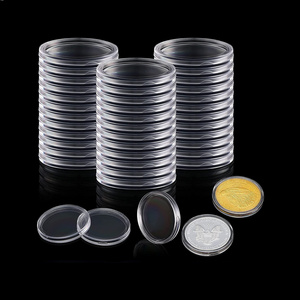 Transparency Acrylic Round Coin Collection Holders Penny Cent Nickel Silver Coin Packaging Case Air-tite Organizer Capsules