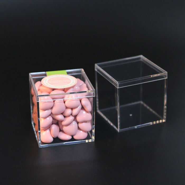 100x100x100mm Personalized Hospitality Love Wedding Boxes with Pendants Clear Acrylic Storage Box 2mm Plexiglass Cube