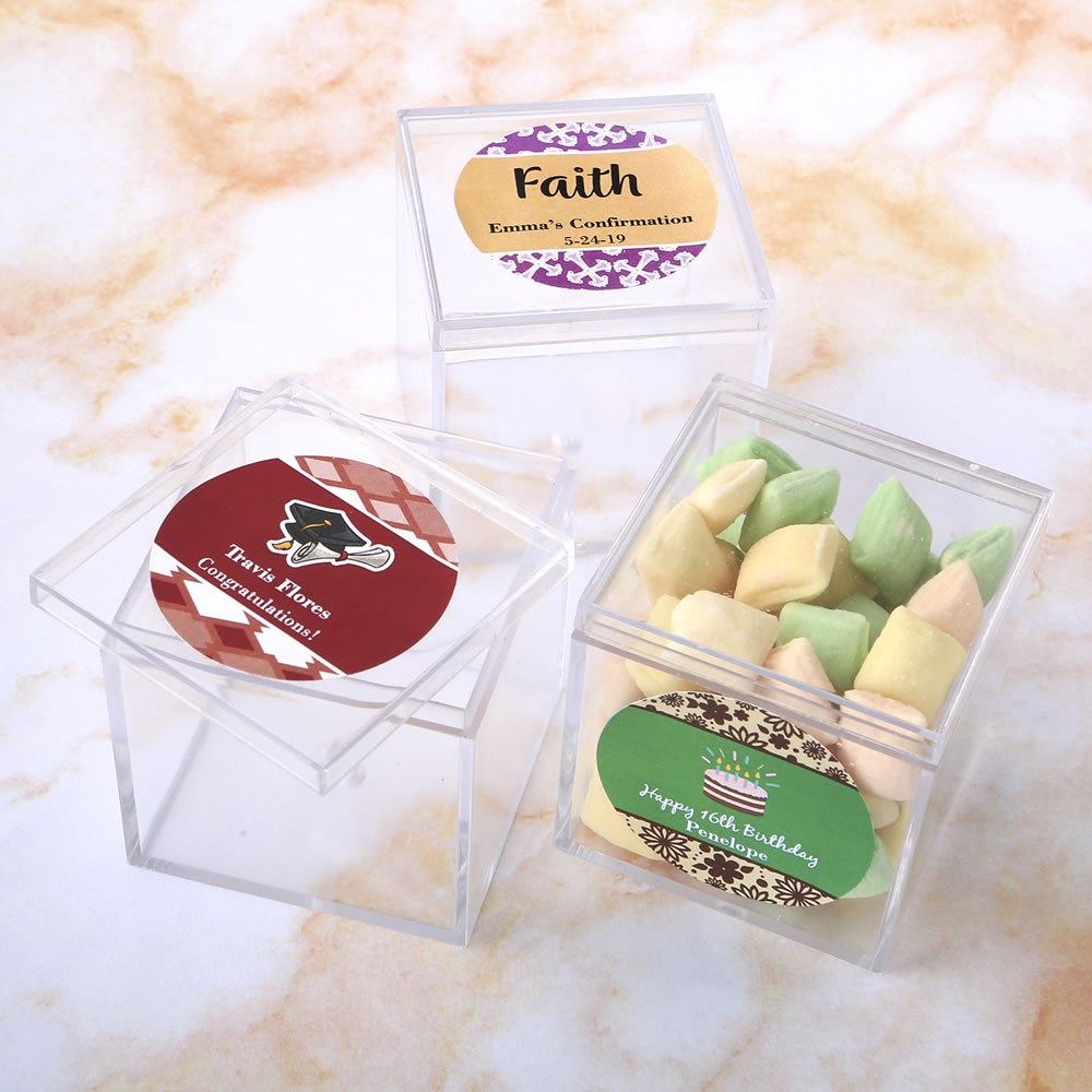 100x100x100mm Personalized Hospitality Love Wedding Boxes with Pendants Clear Acrylic Storage Box 2mm Plexiglass Cube