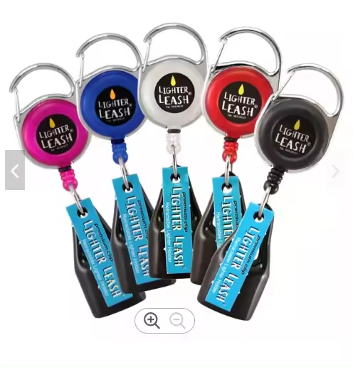 Free Sample Top Selling ABS Retractable Lighter Leash Keychain Lighter Badge Holder Clip Lighter Leash Holder