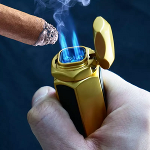 Wholesale windproof metal cigarette lighter cigar custom logo adjustable gas refillable table torch jet lighters