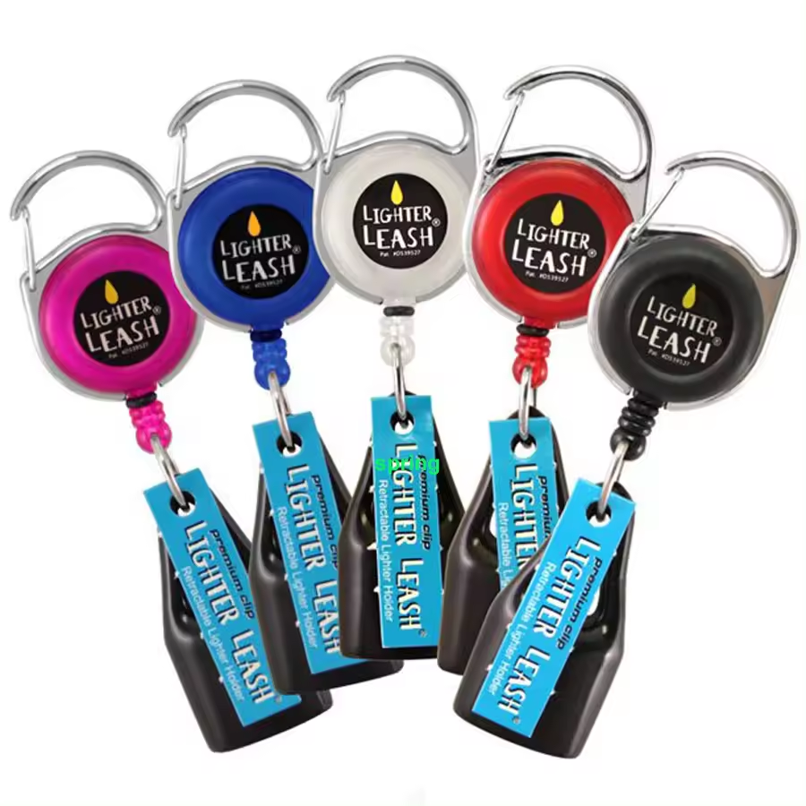 Free Sample Top Selling ABS Retractable Lighter Leash Keychain Lighter Badge Holder Clip Lighter Leash Holder