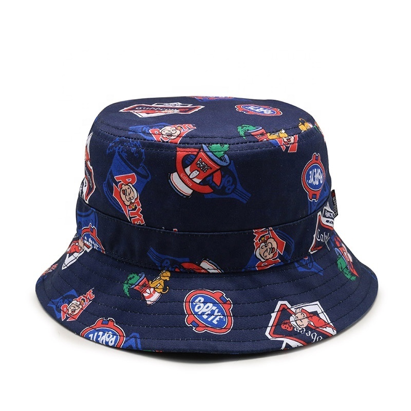 Custom Women Men Print Embroidered logo 6 Panel 100% Polyester Bucket Hat