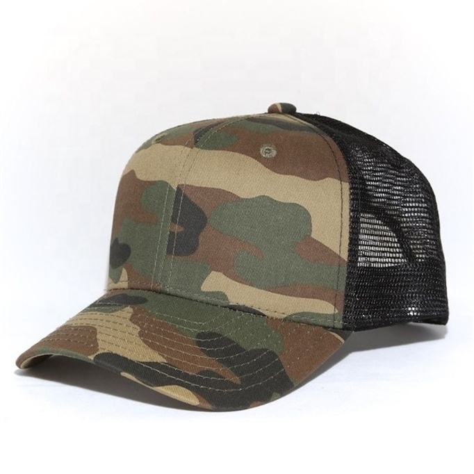 6 Panel Blank Camo Snapback Hat Mesh Trucker Hat Manufacturer