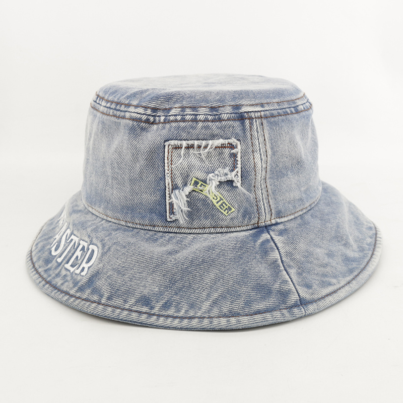 Oem Custom Distressed Vintage Wide Brim Jean Denim Fisherman Bucket sun Hats