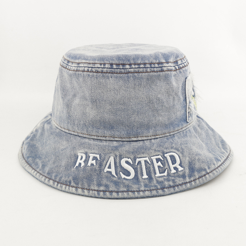 Oem Custom Distressed Vintage Wide Brim Jean Denim Fisherman Bucket sun Hats