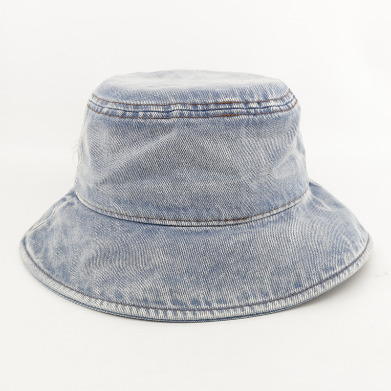 Oem Custom Distressed Vintage Wide Brim Jean Denim Fisherman Bucket sun Hats