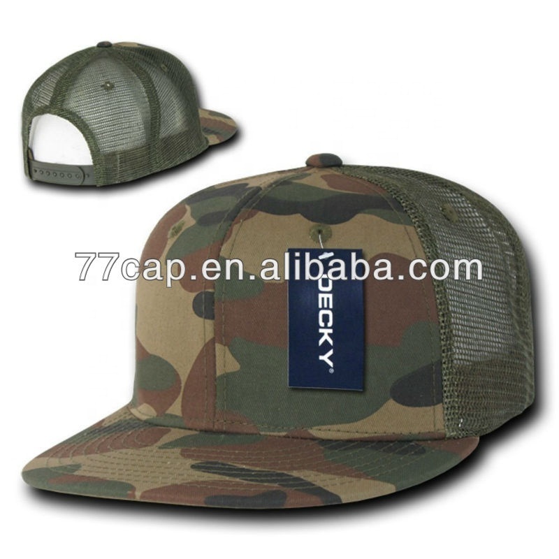 6 Panel Blank Camo Snapback Hat Mesh Trucker Hat Manufacturer